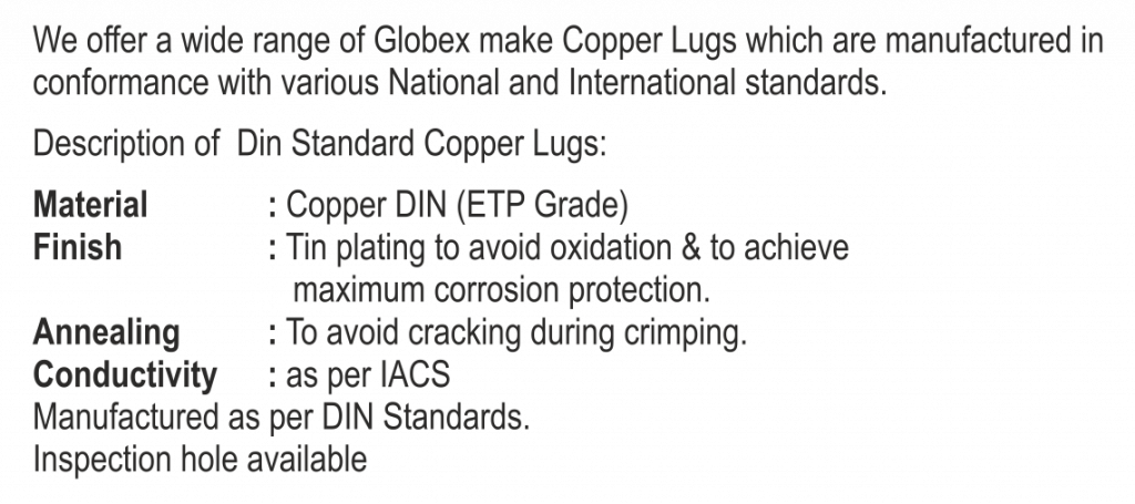 Din Standard Copper Tubular Lugs (Regular Duty)